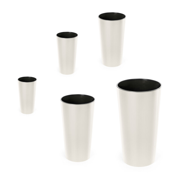 Blumenkübel Hochglanz Creme, rund L - 47 cm