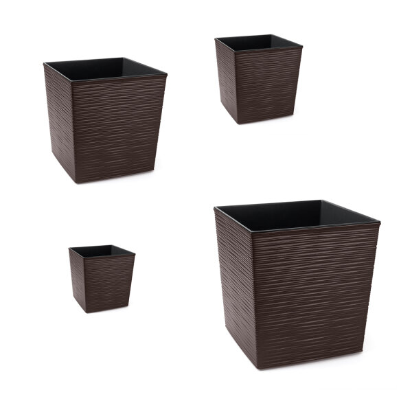 Blumenkübel square in Rillenstruktur Braun / XL - 41,5 cm