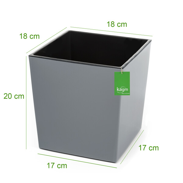 Blumenkübel square in Hochglanz Grau / S - 20 cm