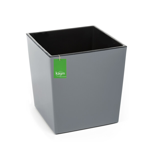 Blumenkübel square in Hochglanz Grau / M - 26 cm