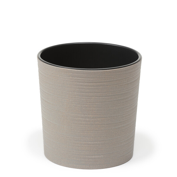 Blumenkübel ML in Rillenstruktur (bis zu 40% Holz) rund, Grau M - 19,5 cm