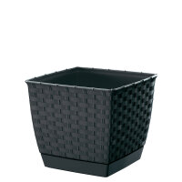 Blumentopf SQ in Rattanoptik Anthrazit / 25 cm