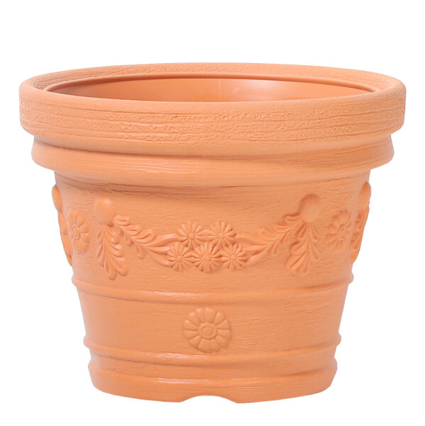 Blumenkübel mit Dekor in Terracotta | 23,5 cm