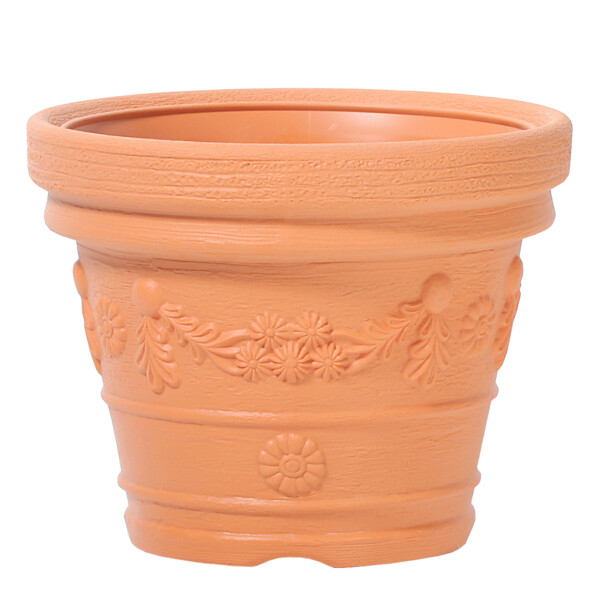 Blumenkübel mit Dekor in Terracotta | 28 cm