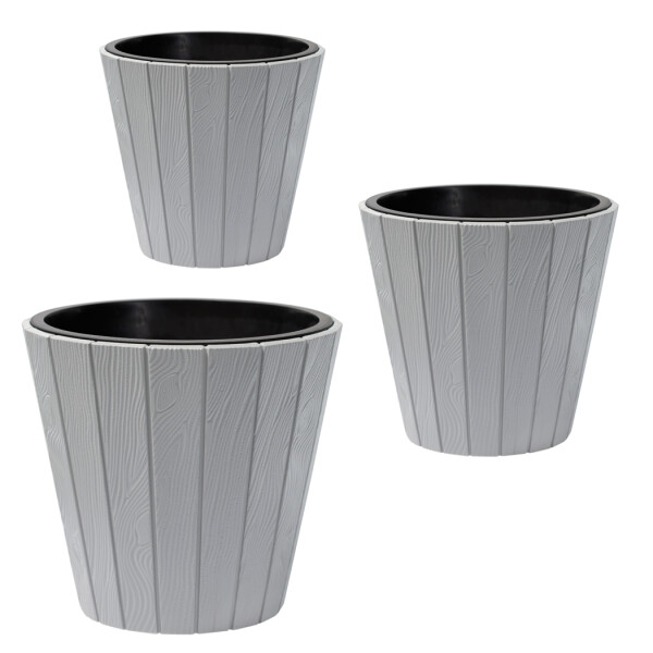 Blumenkübel WD in Holzoptik | Hellgrau | Ø 34...