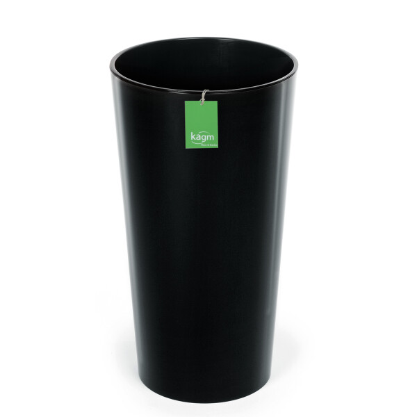 Blumenkübel Hochglanz Schwarz, rund XXL - 75 cm