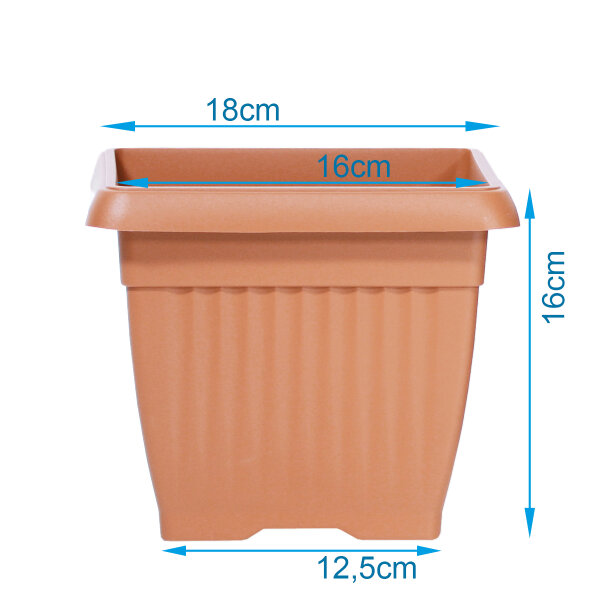 Blumenkübel KW quadratisch in Terracotta 18 x 18 | H = 16