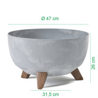 Pflanzschale mit Füßen in Betonoptik | Grau 47 cm