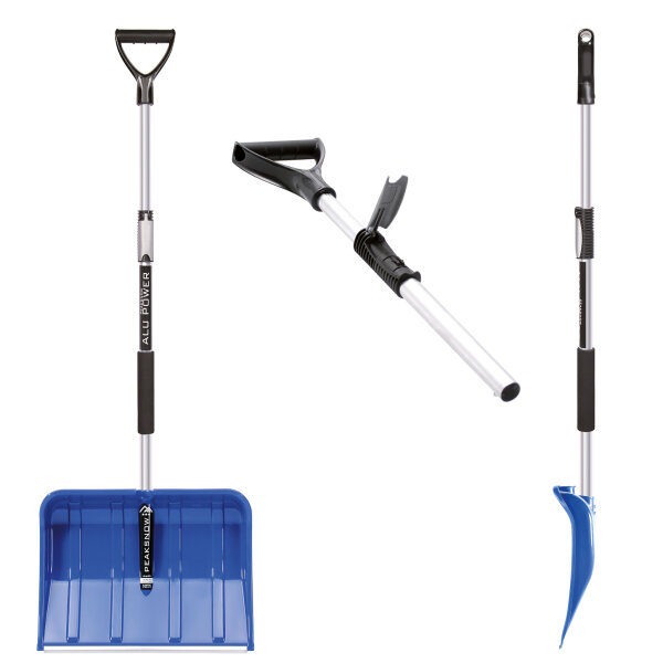 Schneeschieber Teleskop Alu-Stiel Schneeschaufe blau 49cm