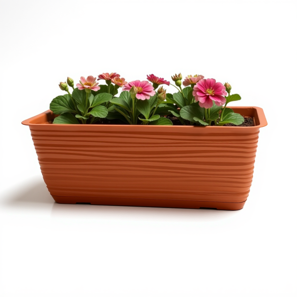 Blumenkasten mit Wellenstruktur | Terracotta