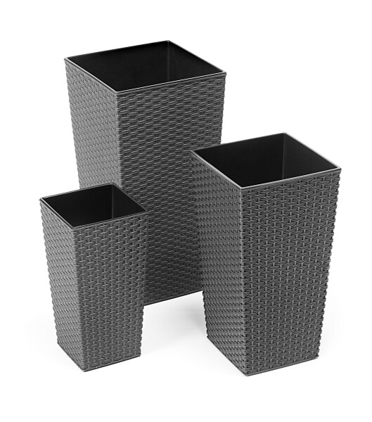 Blumenkübel in Rattan-Optik Anthrazit / XL - 57 cm