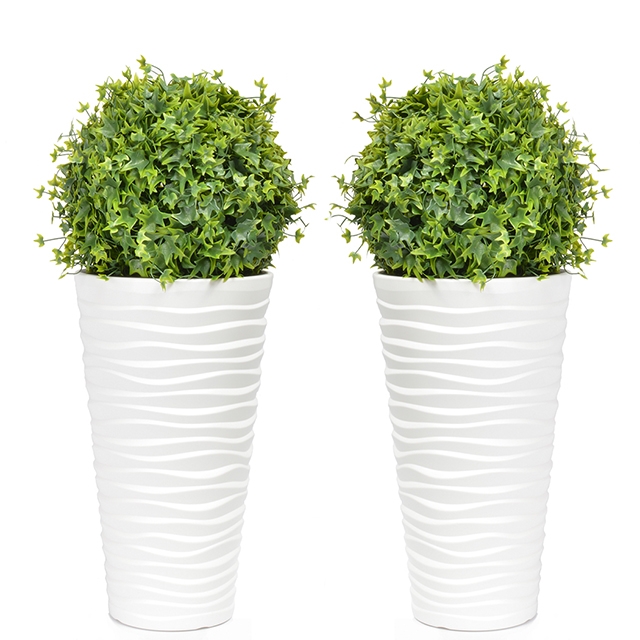 Blumenkübel Welle 3D-Effekt in Weiß